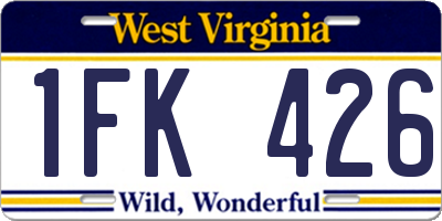 WV license plate 1FK426