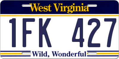 WV license plate 1FK427