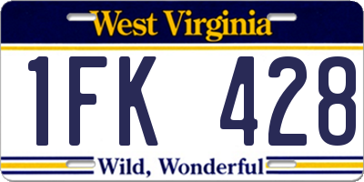 WV license plate 1FK428