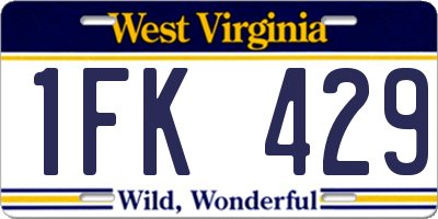 WV license plate 1FK429