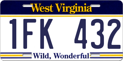 WV license plate 1FK432