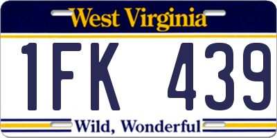 WV license plate 1FK439