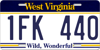 WV license plate 1FK440