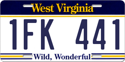 WV license plate 1FK441