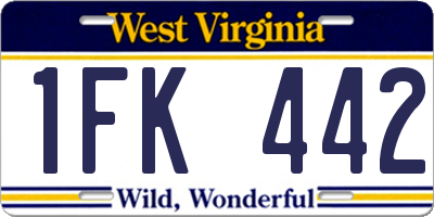 WV license plate 1FK442