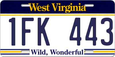 WV license plate 1FK443