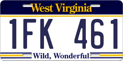 WV license plate 1FK461