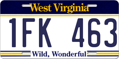 WV license plate 1FK463