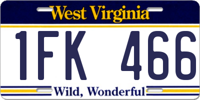 WV license plate 1FK466