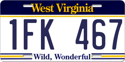 WV license plate 1FK467