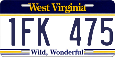 WV license plate 1FK475