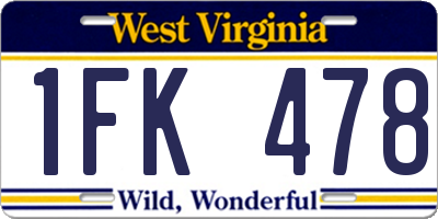 WV license plate 1FK478