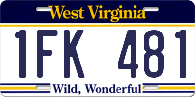 WV license plate 1FK481