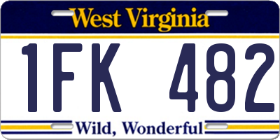 WV license plate 1FK482