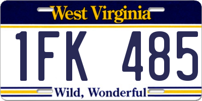 WV license plate 1FK485