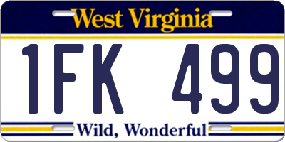 WV license plate 1FK499