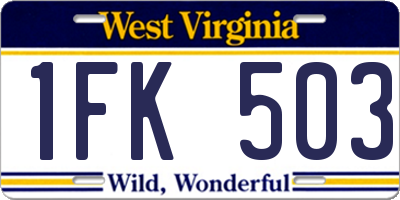 WV license plate 1FK503