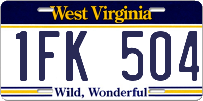 WV license plate 1FK504