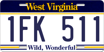 WV license plate 1FK511