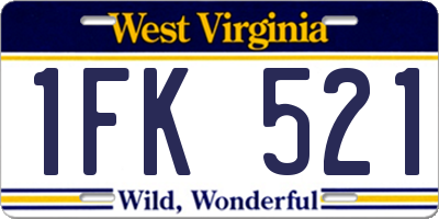WV license plate 1FK521