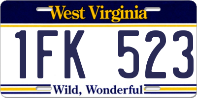 WV license plate 1FK523