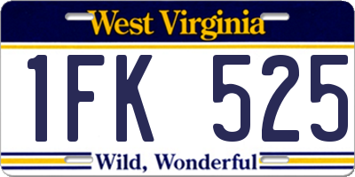 WV license plate 1FK525
