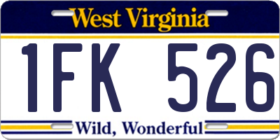 WV license plate 1FK526