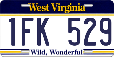 WV license plate 1FK529
