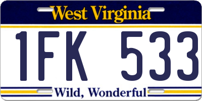 WV license plate 1FK533