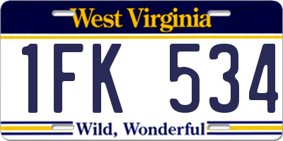 WV license plate 1FK534