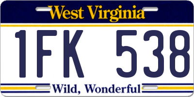 WV license plate 1FK538