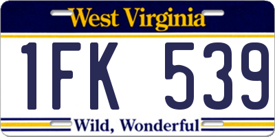 WV license plate 1FK539