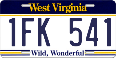 WV license plate 1FK541