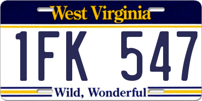 WV license plate 1FK547
