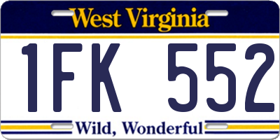 WV license plate 1FK552
