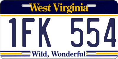 WV license plate 1FK554