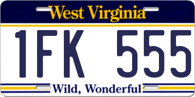 WV license plate 1FK555
