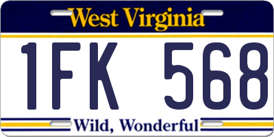 WV license plate 1FK568