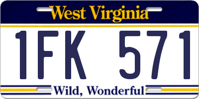WV license plate 1FK571