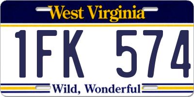 WV license plate 1FK574