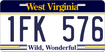 WV license plate 1FK576