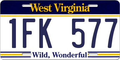 WV license plate 1FK577