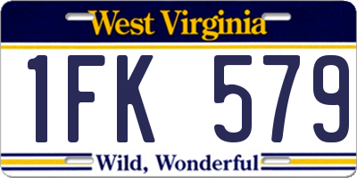 WV license plate 1FK579