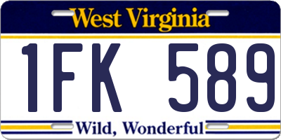 WV license plate 1FK589