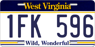 WV license plate 1FK596