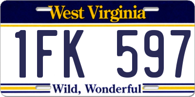 WV license plate 1FK597