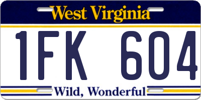 WV license plate 1FK604