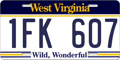 WV license plate 1FK607