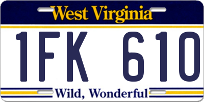 WV license plate 1FK610