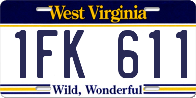 WV license plate 1FK611